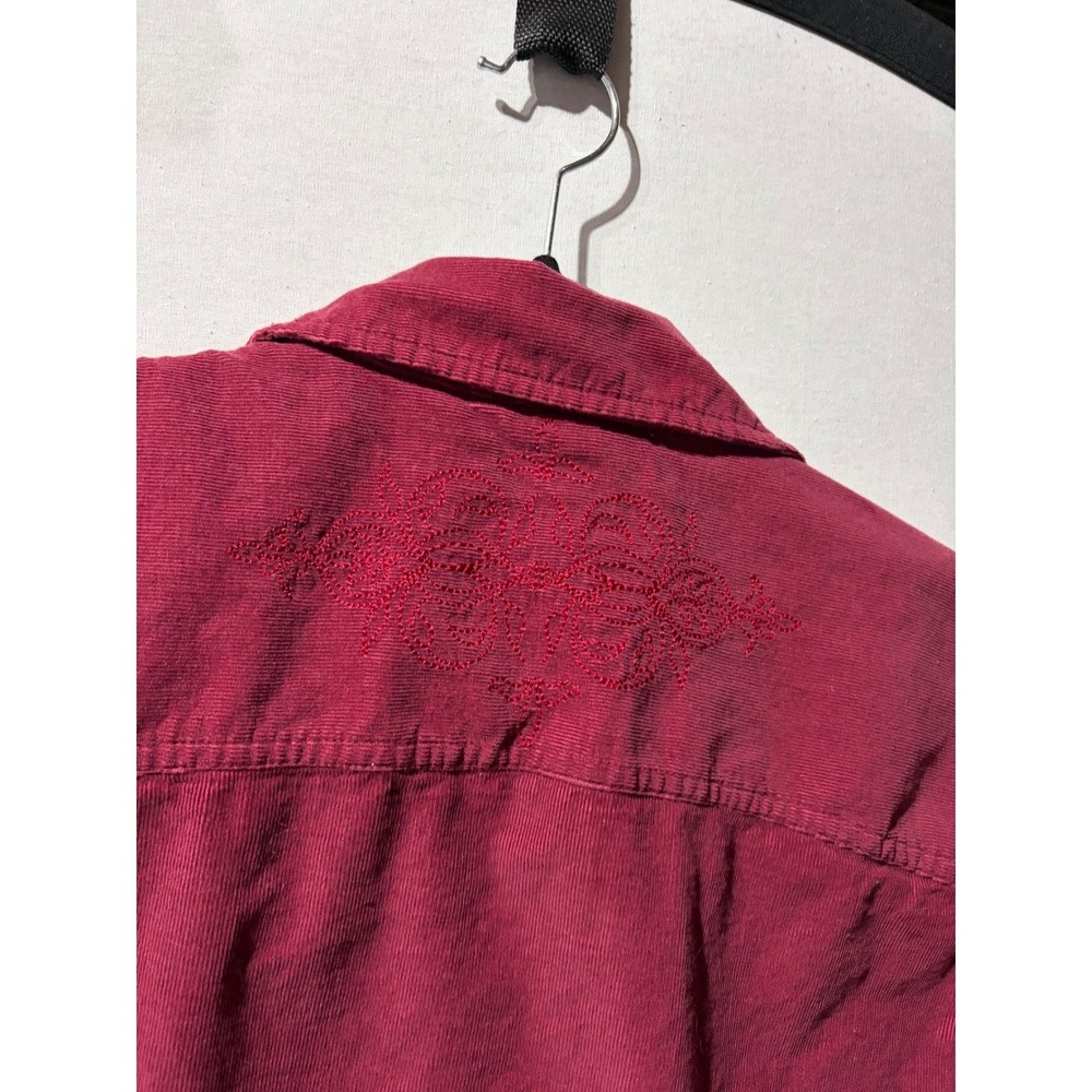 Vintage Corduroy Button Up Shirt Women's Extra Large Red Embroidered Long Sleeve - Picture 6 of 7